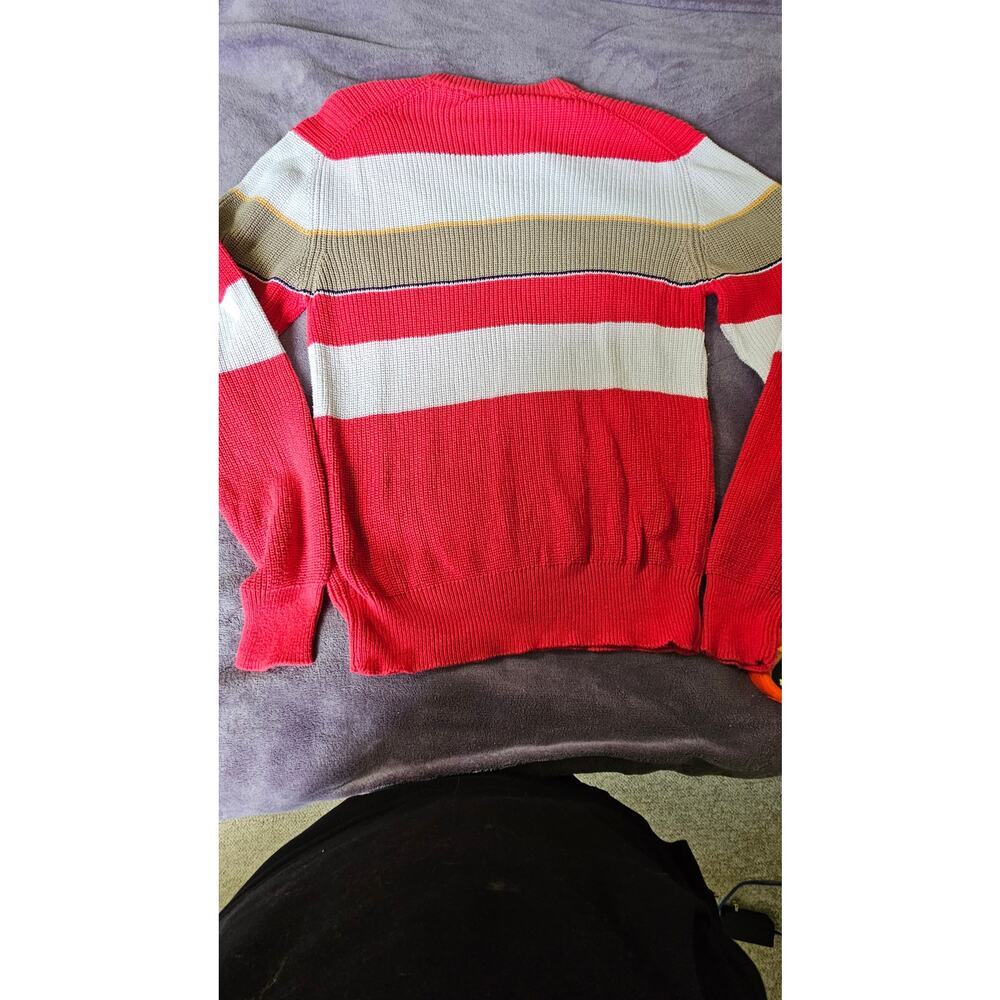 Vintage Thane 100% cotton Sweater, Men's size Medium, red,tan,white,gold,black - Picture 6 of 6